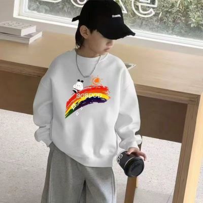 儿童秋冬新款潮童男孩休闲印花套头卫衣2025休闲印花宽松男童绒衫