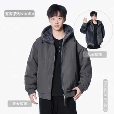 【双面穿座山雕】原创2.0升级加厚连帽双色银狐绒情侣飞行夹克外