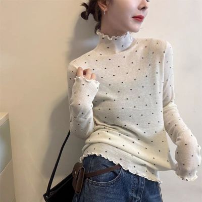 大码德绒木耳边高领长袖T恤女秋冬季新款修身显瘦遮肉外穿打底衫