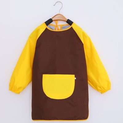 中大童儿童防水罩衣画画长袖穿衣幼儿园宝宝吃饭围裙美术logo新款