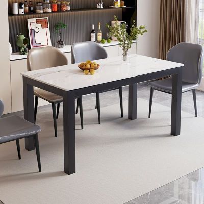 轻奢简约岩板餐桌·金属加固支架·自定义设计