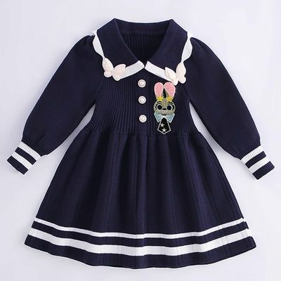 女童秋装毛衣裙2025新款宝宝公主裙朱迪兔子警官连衣裙高品学院风
