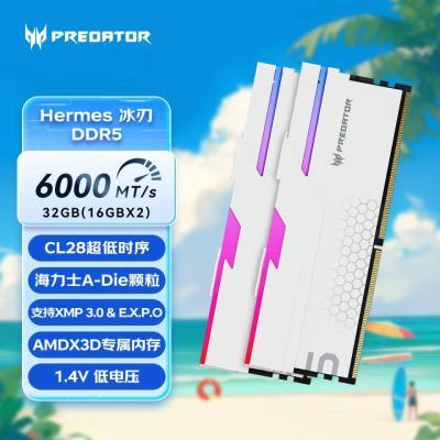 宏碁 掠夺者DDR5冰刃白6000CL28时序16GX2套装  ，菿手2279https://p.pinduoduo.com/mm6wl4rs?sc=EFAC