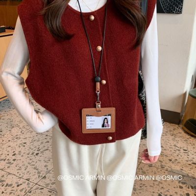 早八通勤款!单排小金圆领针织马甲新款韩系坎肩无袖开衫上衣毛衣【3天内发货】