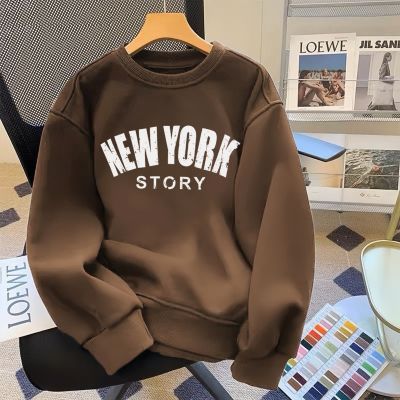 港风ins圆领卫衣男女秋冬加绒痞帅学生新款潮流休闲百搭宽松长袖