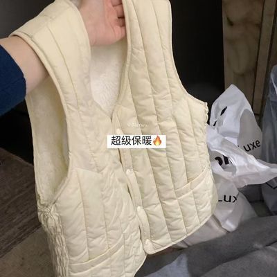 秋冬加绒马甲女2025修身内穿保暖背心显瘦无袖口【3天内发货】