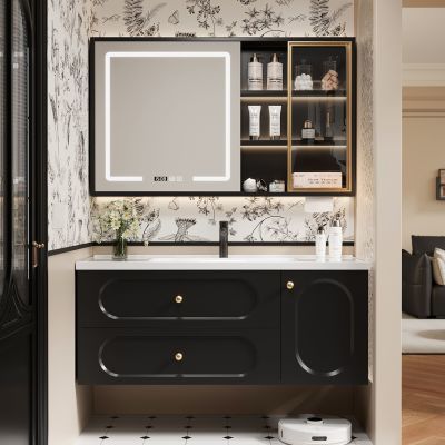 法式现代简约一体陶瓷浴室柜智能洗手盆洗漱卫生间洗脸盆组合