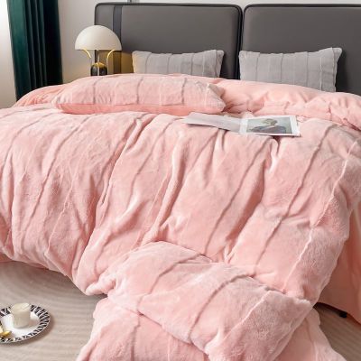 【加厚保暖】冬季加厚兔毛绒四件套牛奶绒被套法兰绒双面三件套