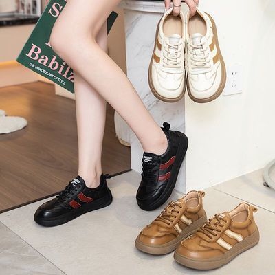 2026卡沙蒂娜头层牛皮春季新款防滑橡胶底休闲平底德训鞋