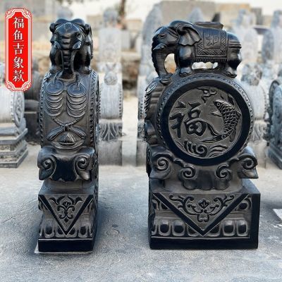 门鼓石雕抱鼓石门墩家用看门狮子门鼓麒麟貔貅小象福鱼石鼓墩摆件