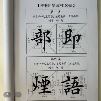 欧体楷书间架结构100法毛笔字帖初学入门成人毛笔临摹练字帖