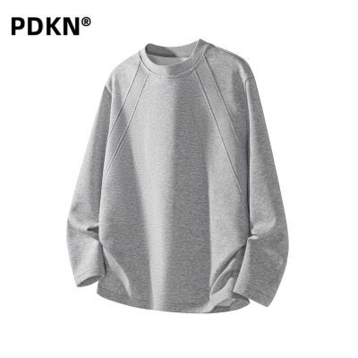 PDKN美式长袖圆领拼接肩华棉卫衣男2026春秋新款宽松休闲打底上衣【2月28日发完】