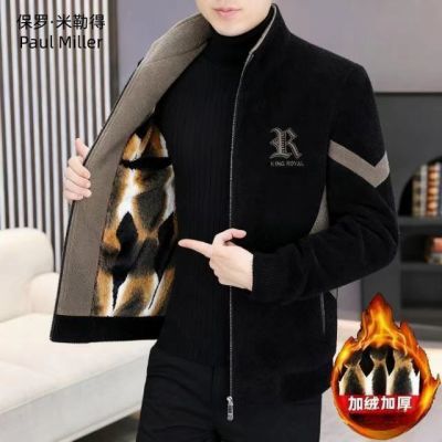 新款冬季男士高档毛呢外套立领休闲百搭加绒呢子修身时尚男装夹克