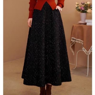 加绒加厚爆款亮闪闪女2025秋冬半身裙新款有口袋显瘦宽松伞裙【3月10日发完】