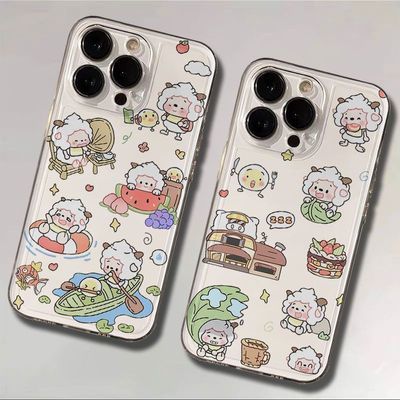 Q版懒羊羊适用苹果16PROMAX手机壳iPhone17软壳15透明14小众13/12