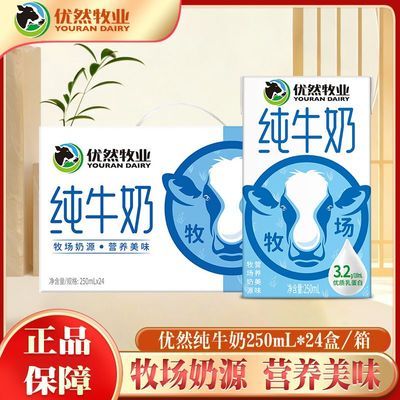 2月产 优然牧业纯牛奶24盒250ml纯牛奶家庭早餐搭档整箱送礼