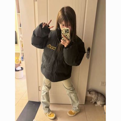 2025冬季美式潮牌字母立领棉服女高街小众嘻哈加厚保暖学生面包服