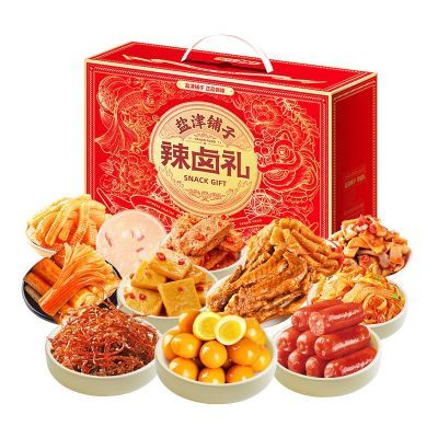 【盐津铺子】90包辣卤零食礼盒950g休闲小零食批发宿舍中秋送礼整箱l优惠商品图片