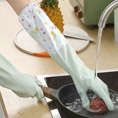 夹克洗碗手套加厚橡胶冬季洗衣服夹克保暖防水乳胶加绒清洁夹克【10天内发货】