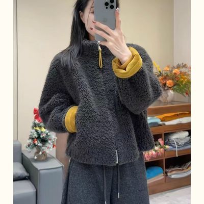 韩系立领仿羊羔毛外套女冬季2025新款高级感时尚皮毛一体保暖上衣【3月12日发完】