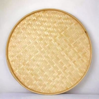 纯手工竹编簸箕无孔圆形装饰绘画农家晾晒东西萝卜干竹编晒盘清仓