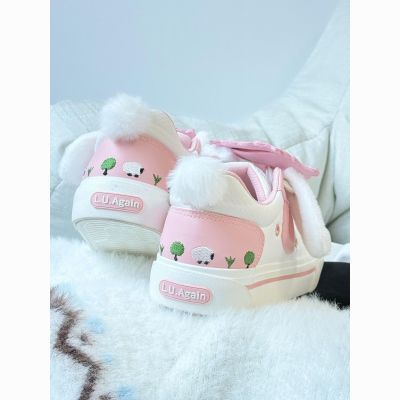 LUAGAIN明星同款粉白小羊咩咩鞋板鞋女痛包多巴胺校园百搭休闲鞋