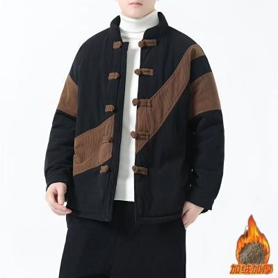 大牌清仓 新中式冬季灯芯绒加厚唐装棉衣 传统盘扣棉袄中国风外套