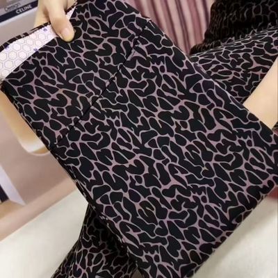 性感豹纹走点加绒保暖裤女防寒秋冬加肥加大高腰收腹提臀打底棉裤