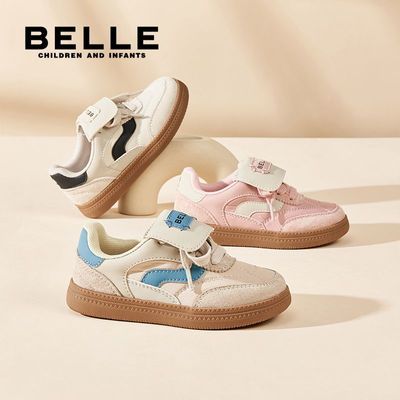 百丽童鞋儿童板鞋轻便舒适翻盖鞋时尚T头德训鞋潮流百搭休闲鞋