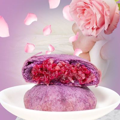 云南正宗鲜花饼紫薯玫瑰鲜花饼花香浓郁层层酥皮玫瑰花饼原厂直发