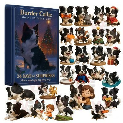 2026年新品边境牧羊犬降临节日历盲盒圣诞树装饰亚克力挂件独立站