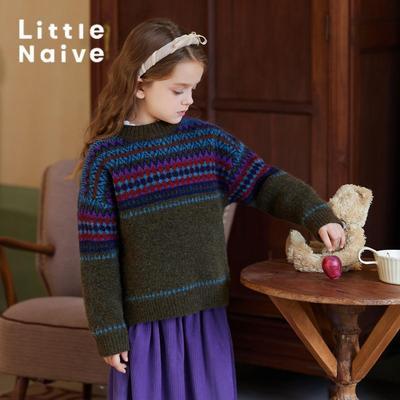 ���ڲ�����LittleNaive��ͯ��֯���ﶬ�¿��ɫ�����Ứ����Ůͯ��ůë�� 144Ԫ