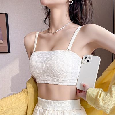 莫代尔棉质抹胸内衣少女防走光小胸聚拢薄款夏无肩带美背文胸裹胸