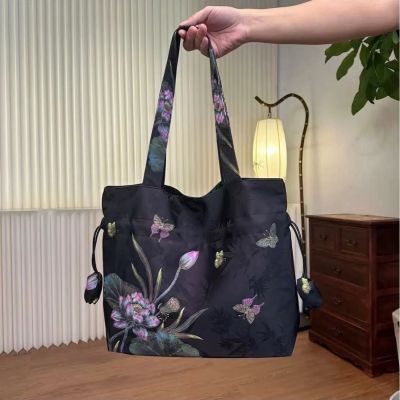 民族风中式手提包时尚印花女士包拉链磁吸扣大容量托特