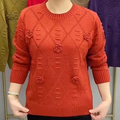 清仓秋冬季t网红气质新款甜美玫瑰花妈妈高档洋气小香风打底衫T恤【10天内发货】