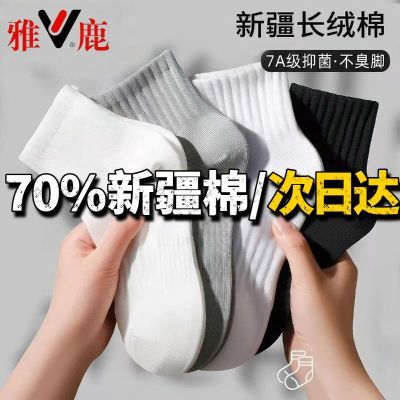 100%雅鹿新疆棉男式中厚纯棉袜中筒袜子全棉男袜纯棉袜
