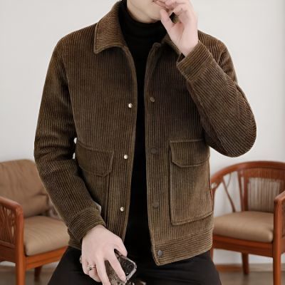 大牌清仓高档男士灯芯绒新款潮流外套立领休闲加厚爸爸中年夹克【3月4日发完】