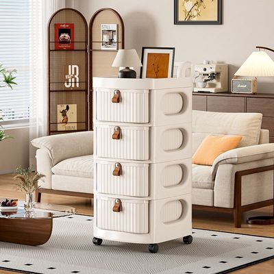 小推车置物架多层落地收纳零食抽屉式移动储物柜简易加宽床头柜