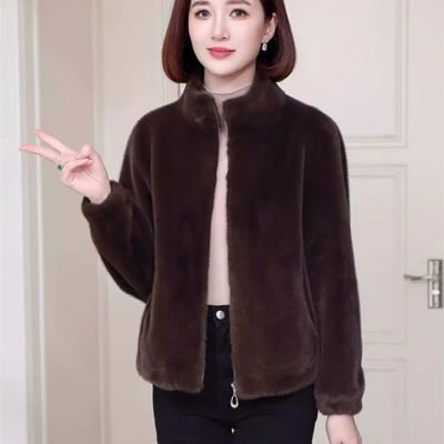 年轻妈妈冬装洋气立领短款皮草外套女皮毛一体水貂百搭上衣2025新【3月10日发完】