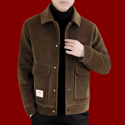 大牌清仓高档男士灯芯绒新款潮流外套立领休闲加厚爸爸中年夹克【3月10日发完】