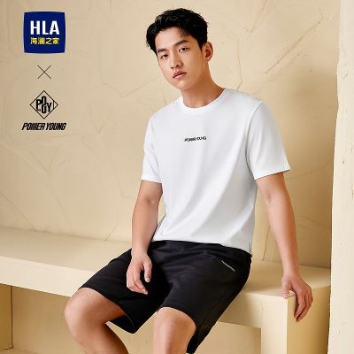 HLA/海澜之家POWER YOUNG系列凉感T恤2024春夏新款圆领短袖男