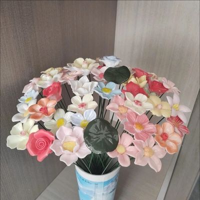 景德网红手工陶瓷永生仿真花创意桌面礼物陶瓷花手工礼物一岁一礼