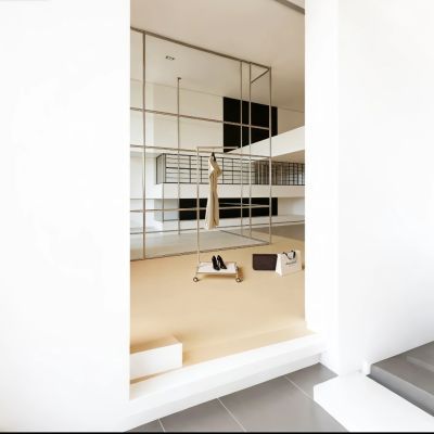 移动不锈钢挂衣架简约落地卧室带轮衣帽架衣服架子中古ins服装架