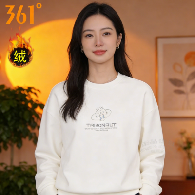【361°】套头长袖女加绒运动卫衣套头衫圆领运动印花休闲装反季清仓