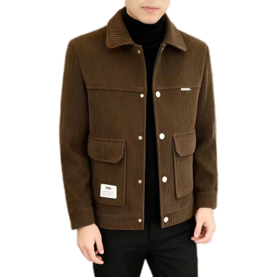 大牌清仓高档男士灯芯绒新款潮流外套翻领加厚休闲爸爸中年夹克【3月26日发完】