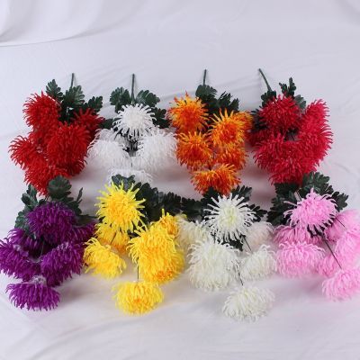 仿真爪菊七头永生花装饰摆件绢花花束清明假花花厂家直销手工新款