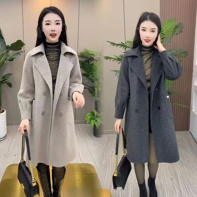 欧版宽松高端毛呢大衣双面羊毛尼长款气质新款韩版宽松秋冬外套
