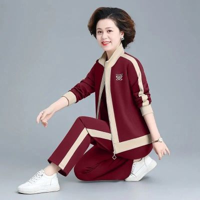 2026含棉春秋款妈妈中老年运动两件休闲广场舞运动套装优惠商品图片