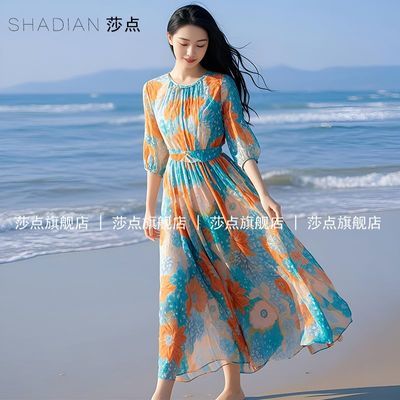 ���ڲ�����ɯ�㴺���¿�����ȹӡ��ɳ̲����Ů�߼��жȼٷ����ʼ������ⳤȹ 302Ԫ