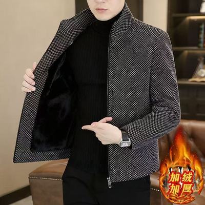 大牌清仓男士秋冬新款高档毛呢大衣休闲百搭加厚保暖呢子夹克外套